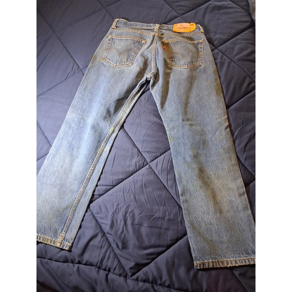 Levis 501 Original Fit Jeans Mens 33x31 Blue Denim Button Fly Straight‎ Leg